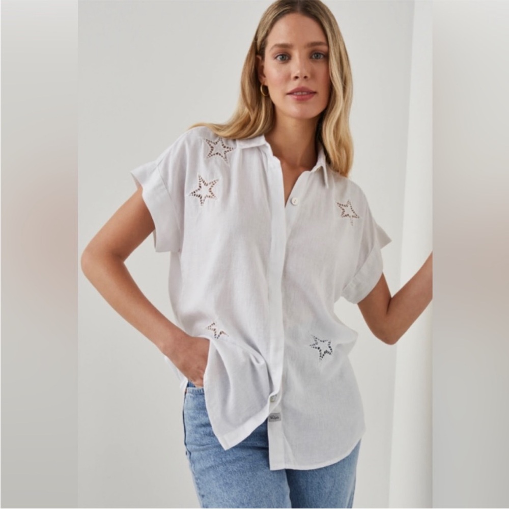 Rails White Star Embroidered Women's Top